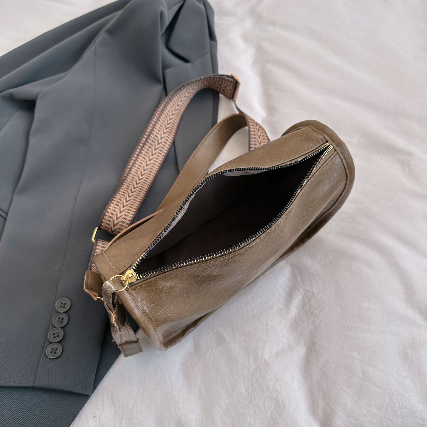 PU Leather Double Strap Shoulder Bag - Thandynie