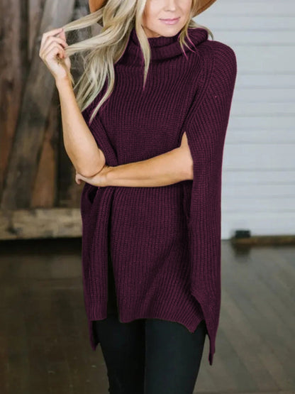 Turtleneck Slit Sweater