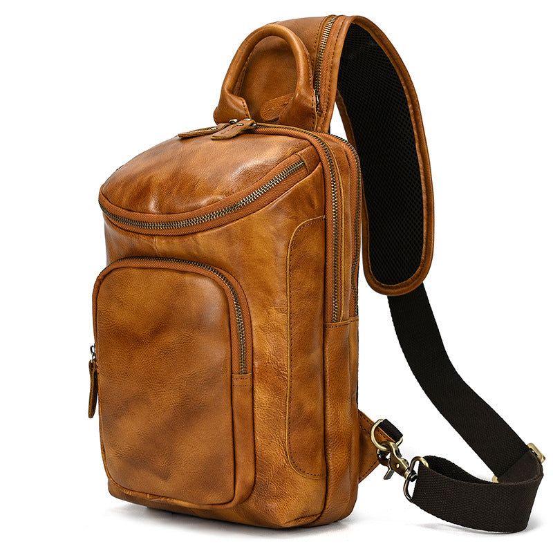 Men's Retro Crazy Horse Skin Shoulder Bag