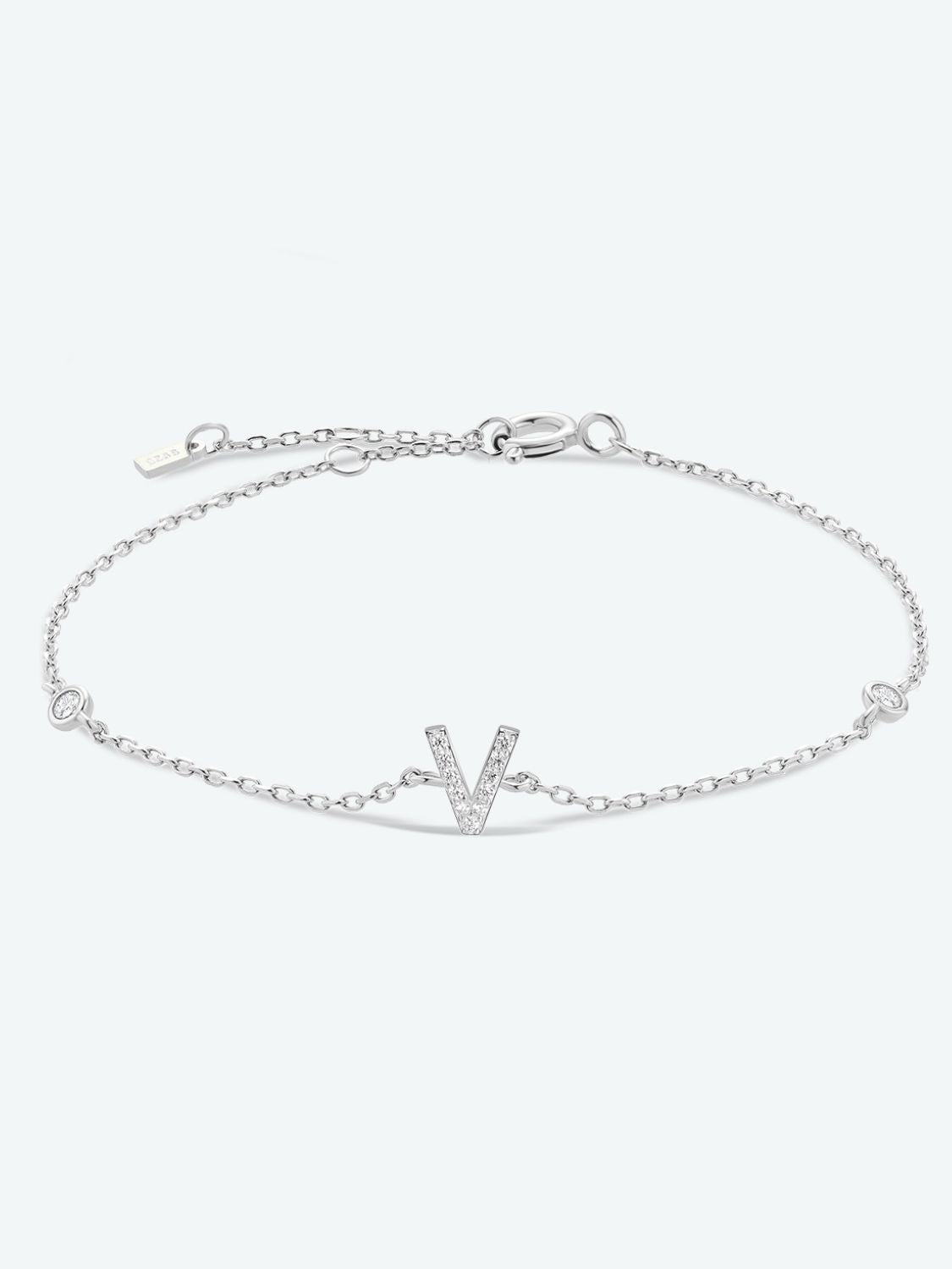 V To Z Zircon 925 Sterling Silver Bracelet V Silver One Size