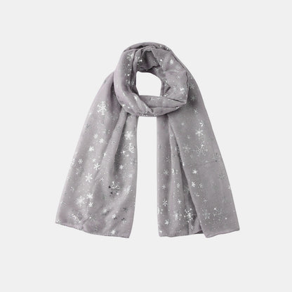 Thermal Snowflakes Polyester Scarf Gray One Size