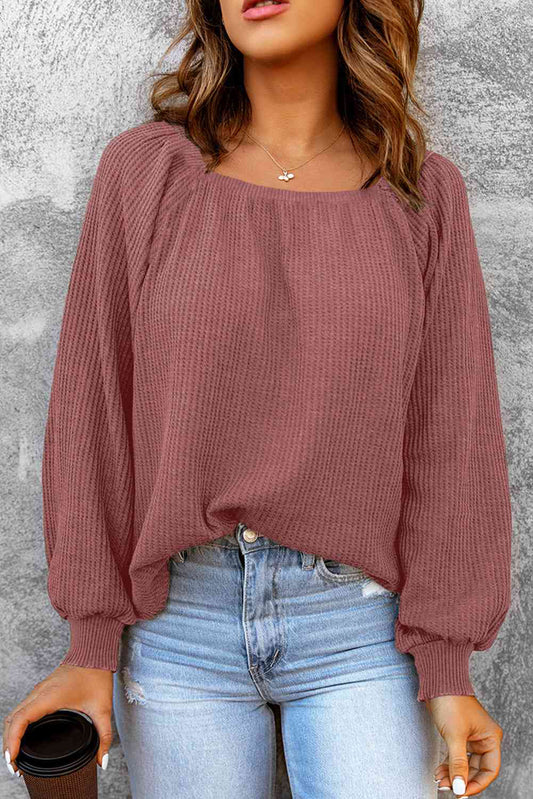 Square Neck Raglan Sleeve T-Shirt Dusty Pink