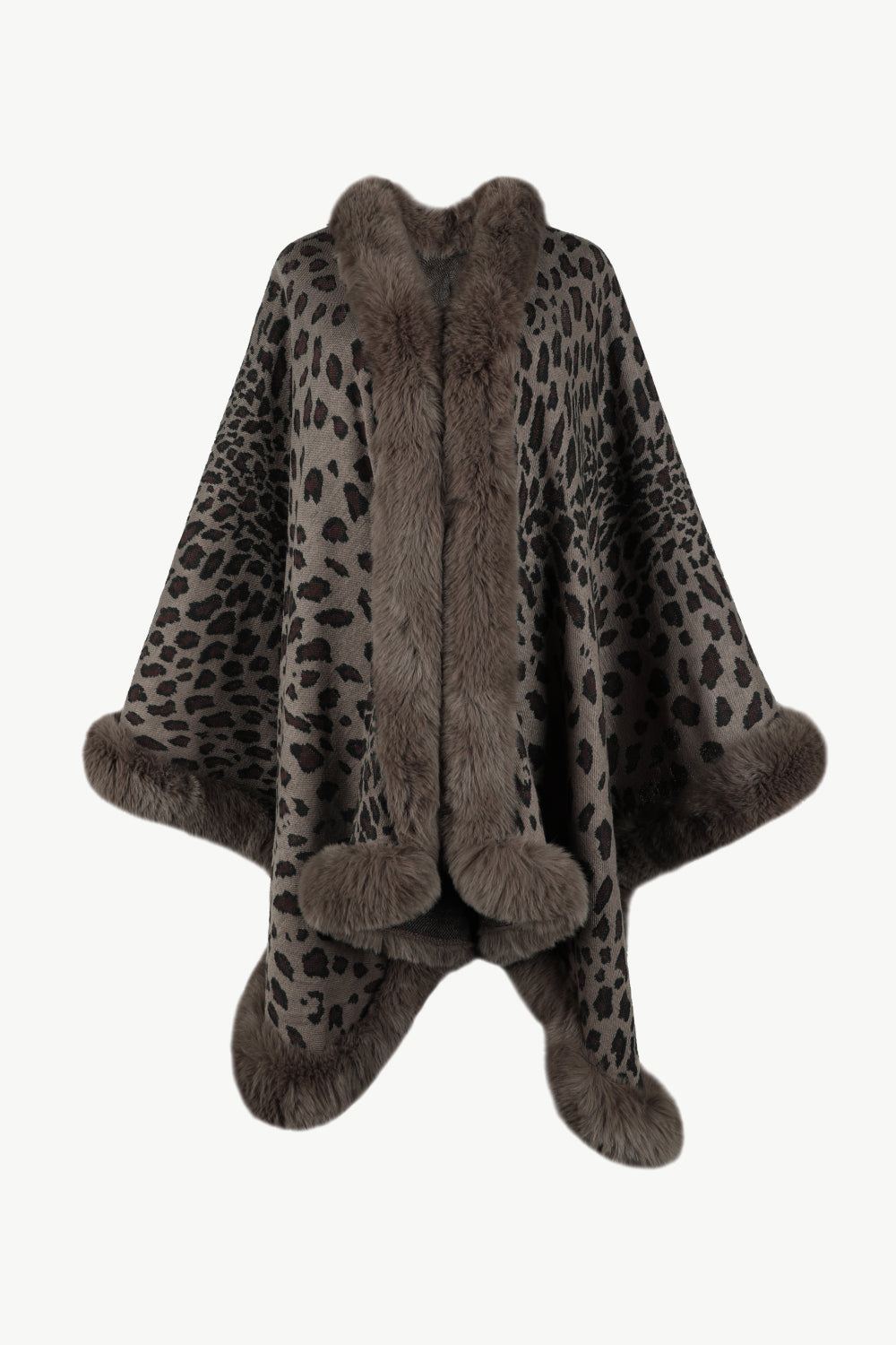 Leopard Open Front Poncho Chocolate One Size
