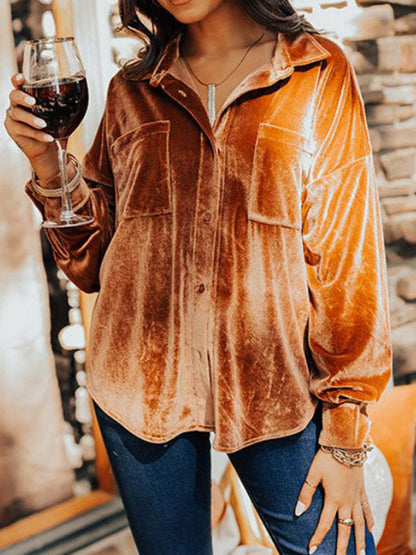 Button Down Collared Shirt Caramel