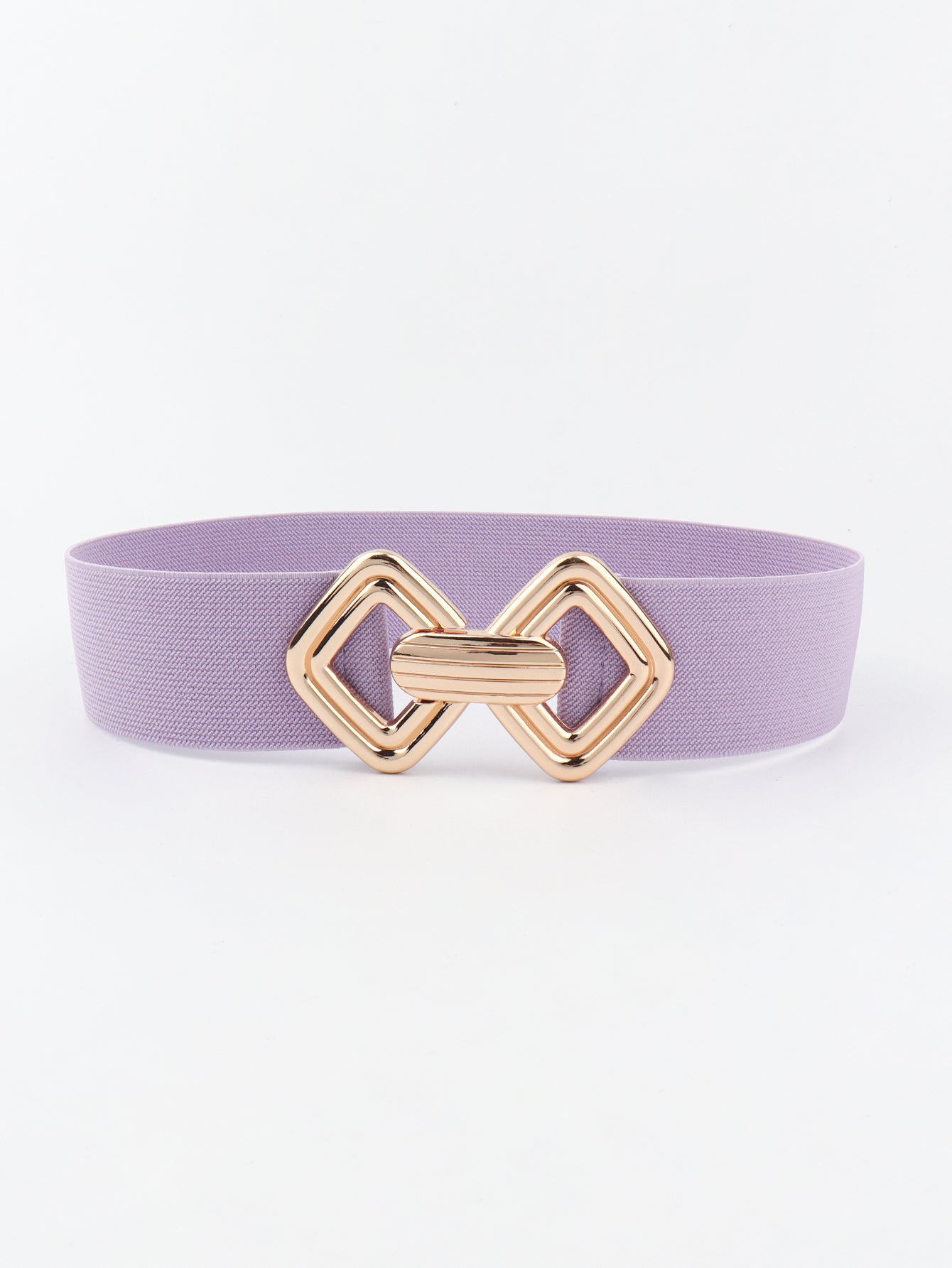 Geometric Buckle Elastic Wide Belt Lavender One Size