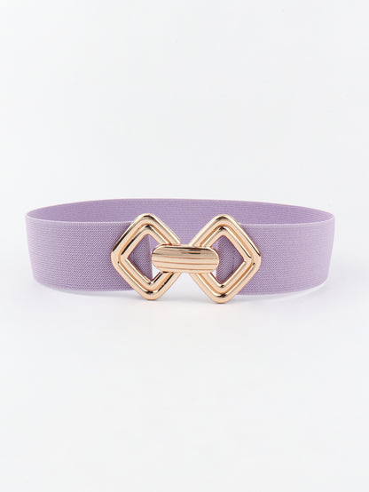 Geometric Buckle Elastic Wide Belt Lavender One Size