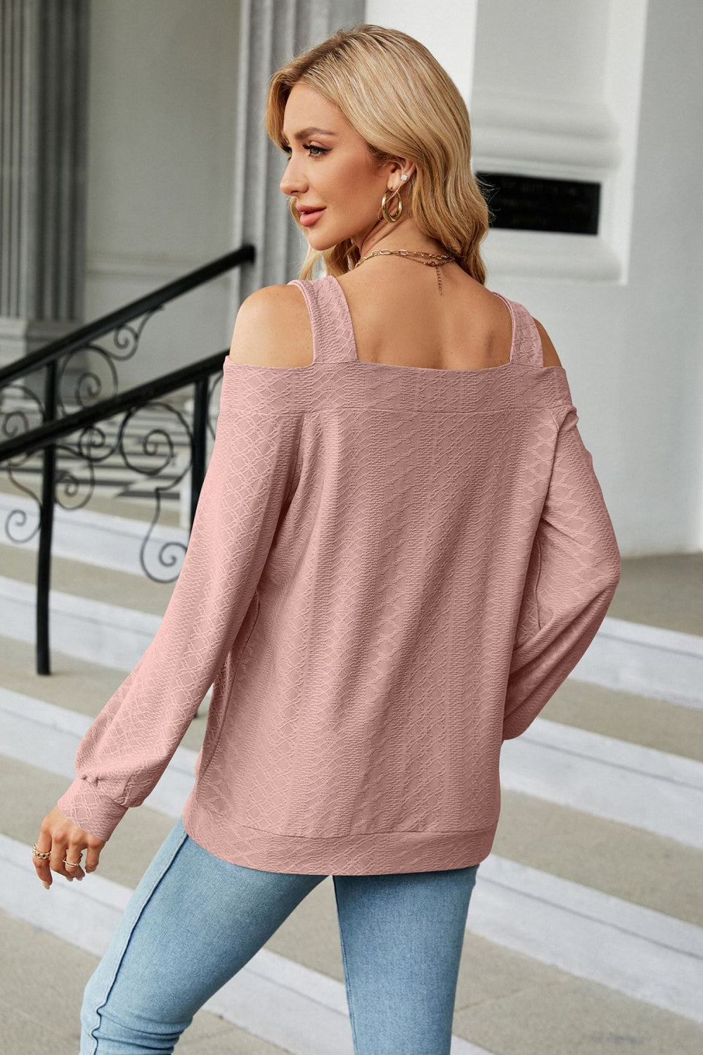 Cold Shoulder Square Neck Cutout Blouse