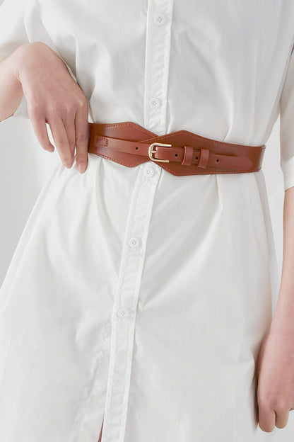 Fashion Geometric Elastic Belt Brown One Size