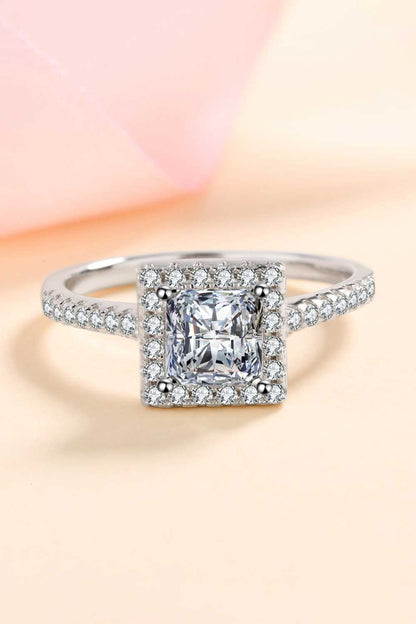 Sterling Silver Square Moissanite Ring