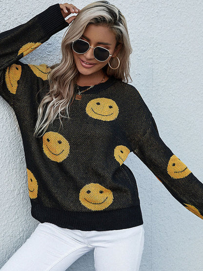 Smiley Face Sweater Black