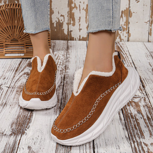 Thermal Suede Platform Slip-On Boots Brown