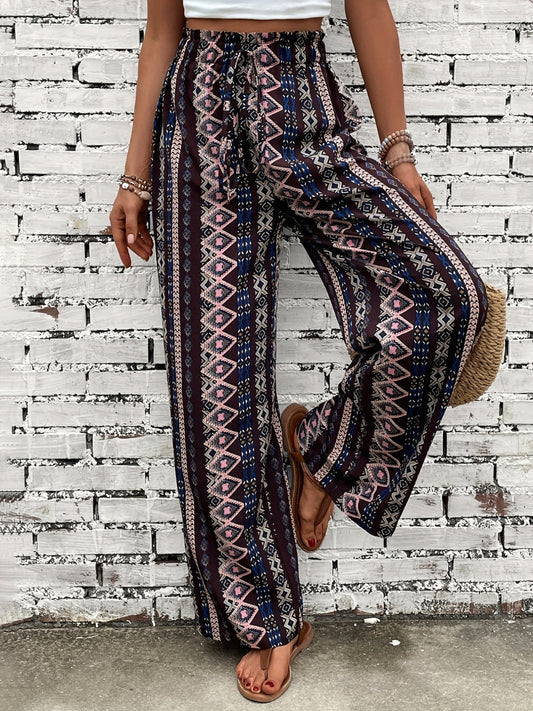 Printed High Waist Wide Leg Pants Multicolor