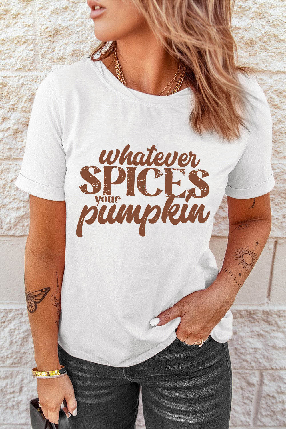 WHATEVER SPICES YOUR PUMPKIN Graphic Tee White