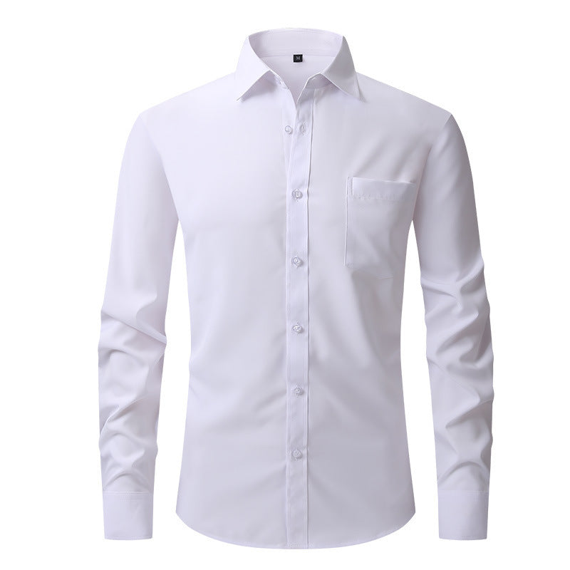 Men's Business Casual Long Sleeve Shirt W71 pearl white