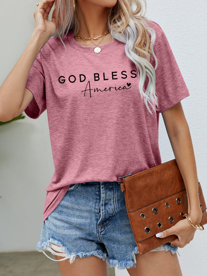 GOD BLESS AMERICA Graphic Short Sleeve Tee Dusty Pink