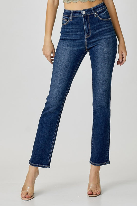 RISEN Full Size High Waist Straight Jeans Dark