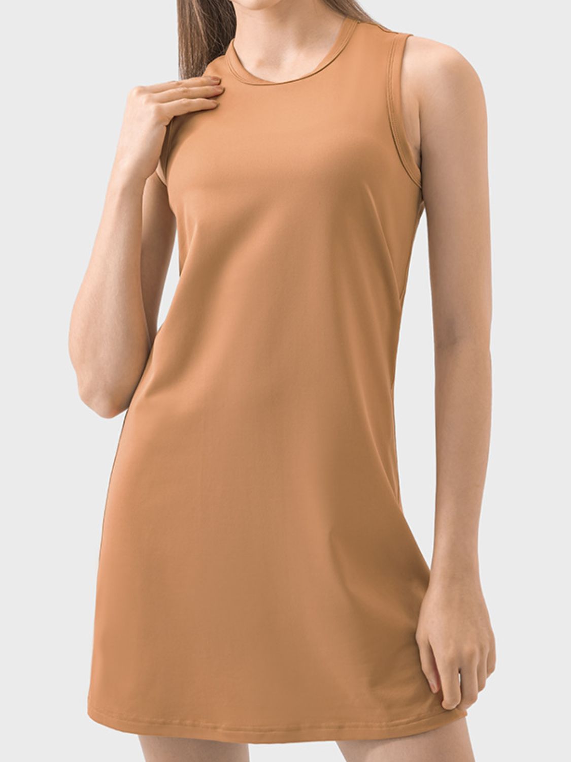 Round Neck Sleeveless Active Dress Sherbet