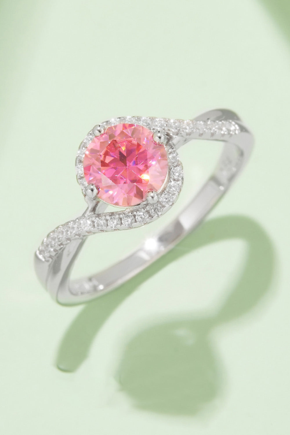 1 Carat Moissanite Contrast 925 Sterling Silver Ring Hot Pink