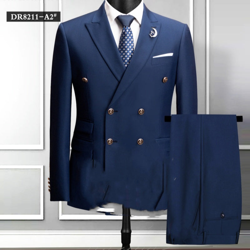 Plus Size Double Breasted Suit Men's Two-piece Suit A2