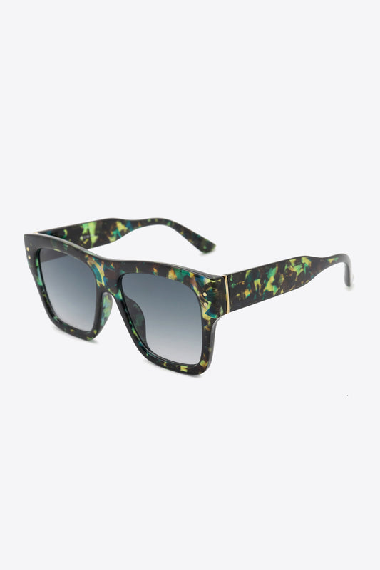 UV400 Patterned Polycarbonate Square Sunglasses Black One Size