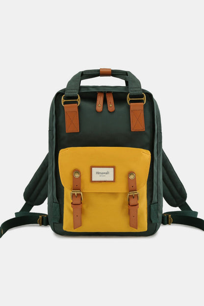 Himawari Contrast Waterproof Nylon Backpack Bag Green Yellow One Size