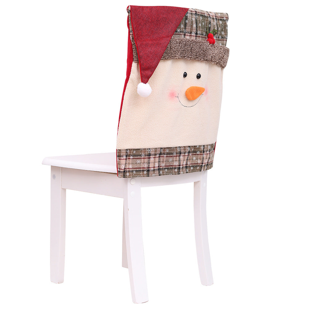 Pom-Pom Trim Chair Cover Snowman One Size