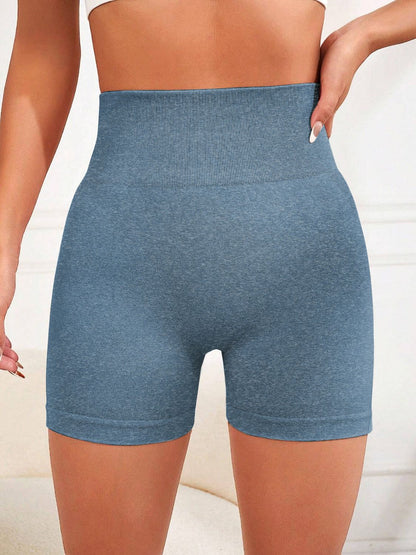 High Waist Active Shorts Dusty Blue