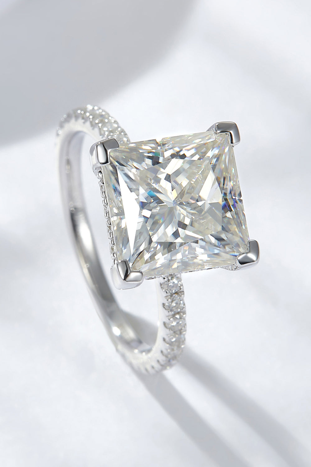 5.52 Carat Moissanite Side Stone Ring Silver