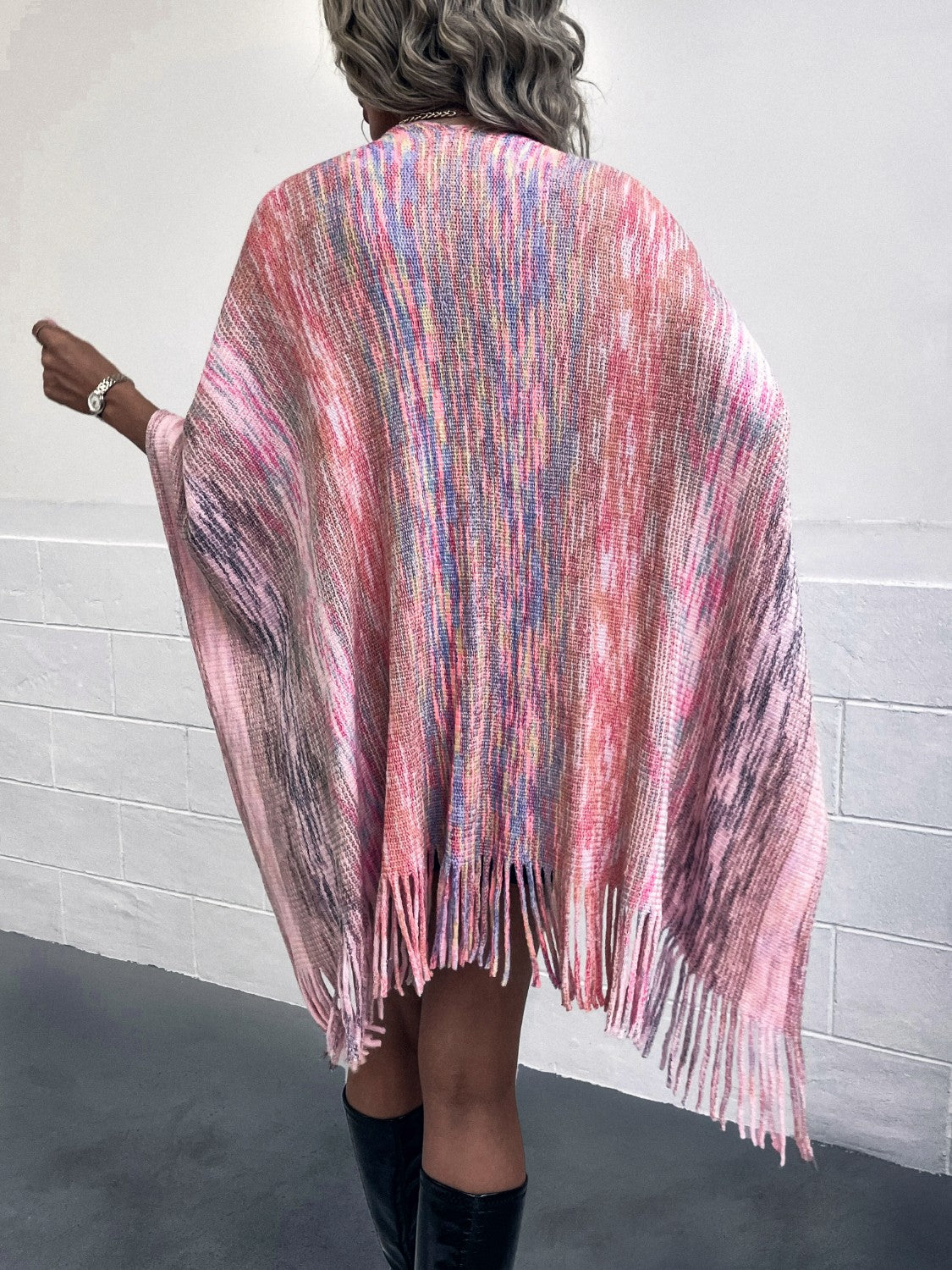 Heathered Fringe Hem Poncho - Thandynie