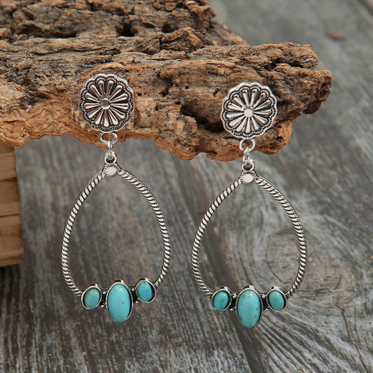 Artificial Turquoise Teardrop Earrings Turquoise One Size