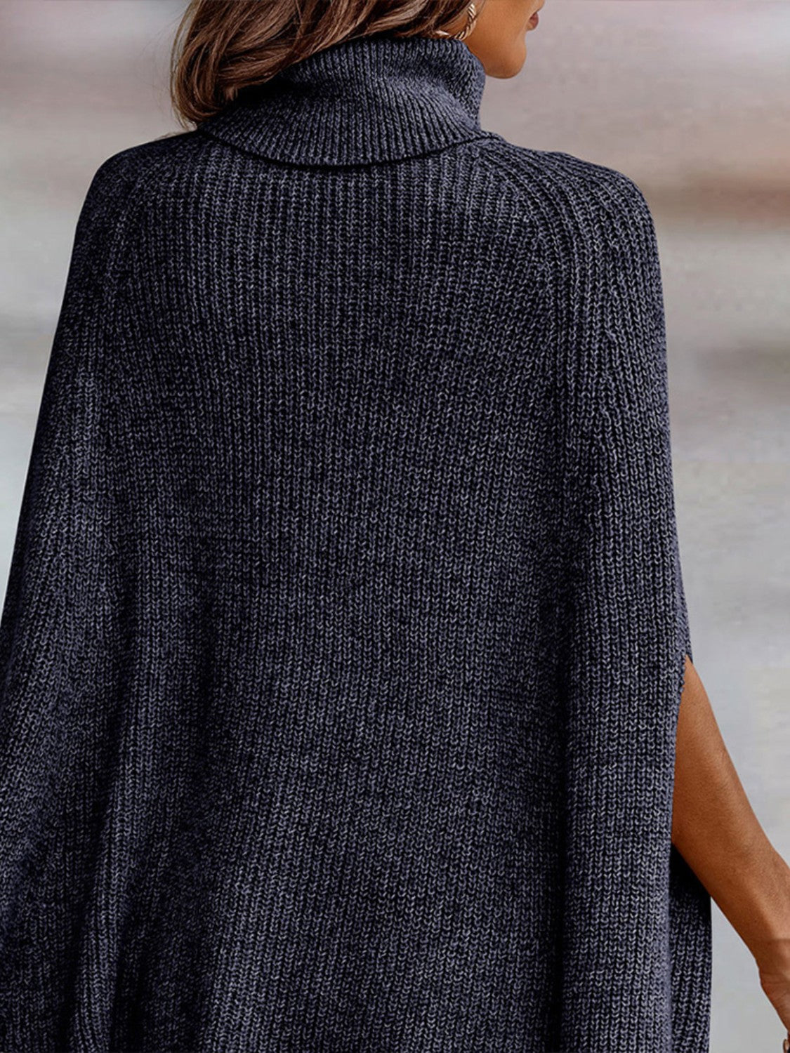 Turtleneck Dolman Sleeve Poncho - Thandynie