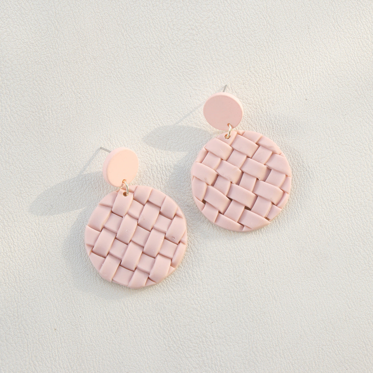 Soft Pottery Round Braided Earrings Blush Pink One Size