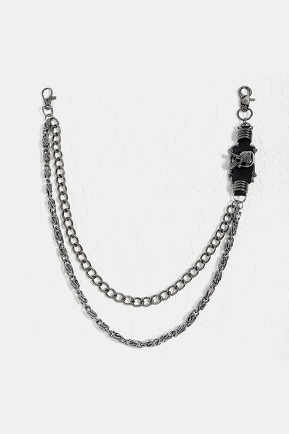 Double Layer Alloy Chain Belt Black One Size