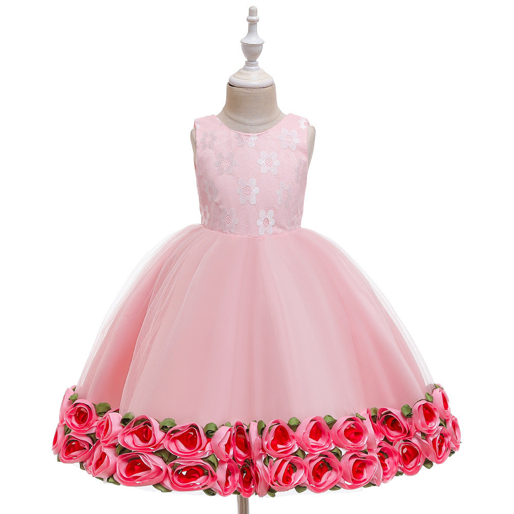 Princess dress wedding girl dress flower girl mesh dress Pink