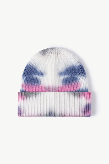 Tie-Dye Cuffed Knit Beanie Beige One Size