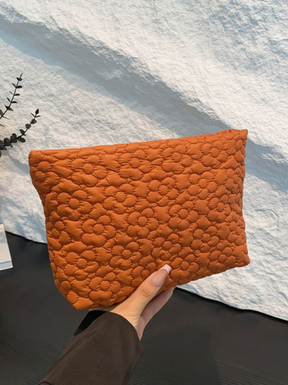 Flower Texture Polyester Clutch Rust One Size