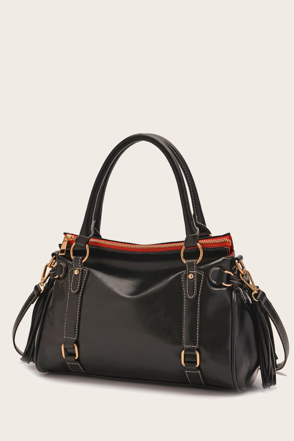 PU Leather Handbag Black One Size