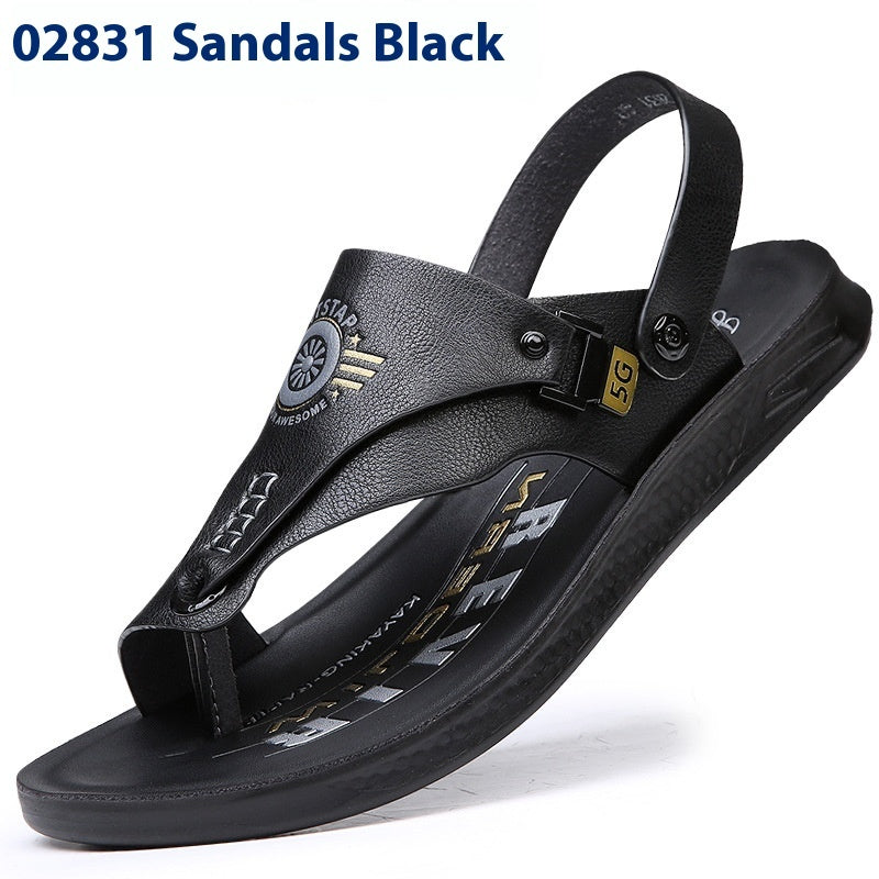 Dual-use Driving Casual Non-slip Wear-resistant Sandals For Men Black