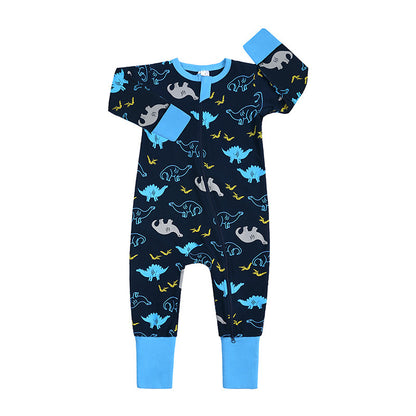 Spring And Autumn Long Sleeve Cotton Baby Jumpsuit Male And Female Baby Home Romper Dinosaur Jumpsuit