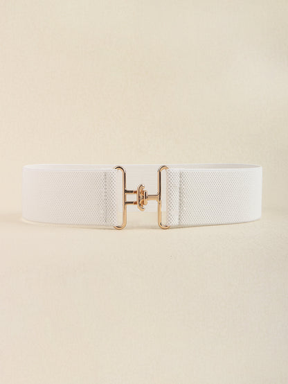 Elastic Wide Belt White One Size