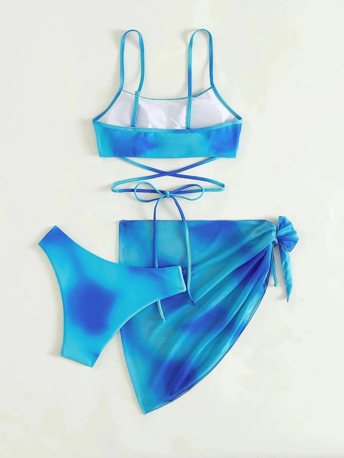 Tied Gradient Spaghetti Strap Three-Piece Swim Set - Thandynie