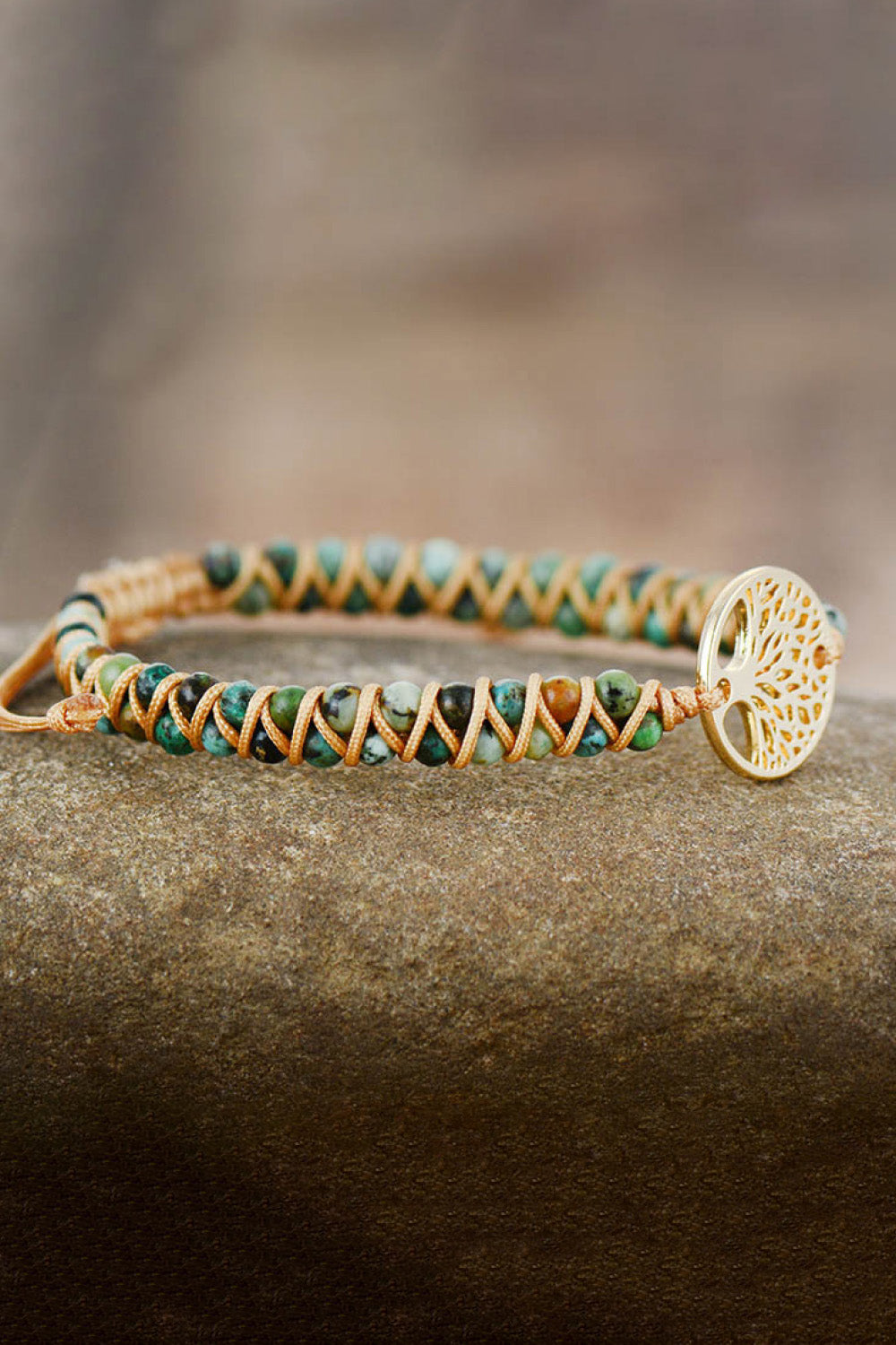 Handmade Tree Shape Beaded Copper Bracelet - Thandynie