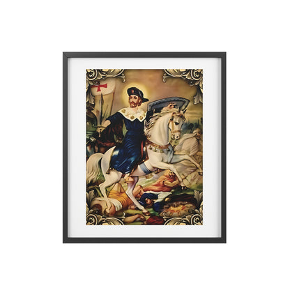 Saint Jacques Majeur Religious Art Poster – Spiritual Decor for Home and Gifts 12″ x 16″ (Vertical) Black Frame Matte