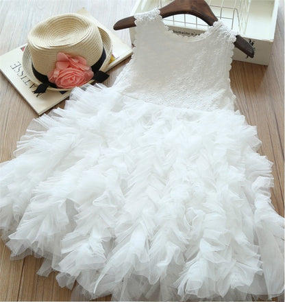 Dress Sleeveless Girl Summer Dress Puff Dress White