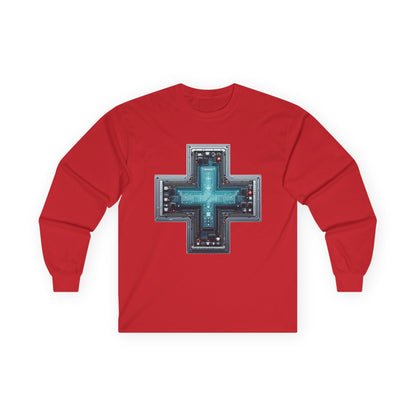 Long Sleeve Tee with Unique Technology Design – Sleek and Modern Tech-Inspired Shirt for Casual Wear and Tech Enthusiasts Red