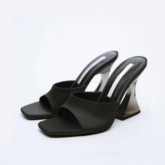 Open Toe High Heel Sandals Black