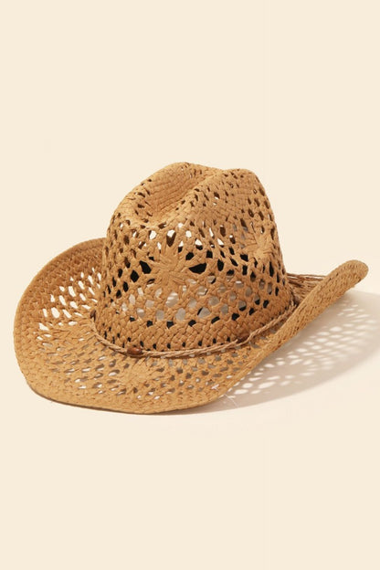 Fame Straw Weave Rope Ribbon Cowboy Hat Ka One Size