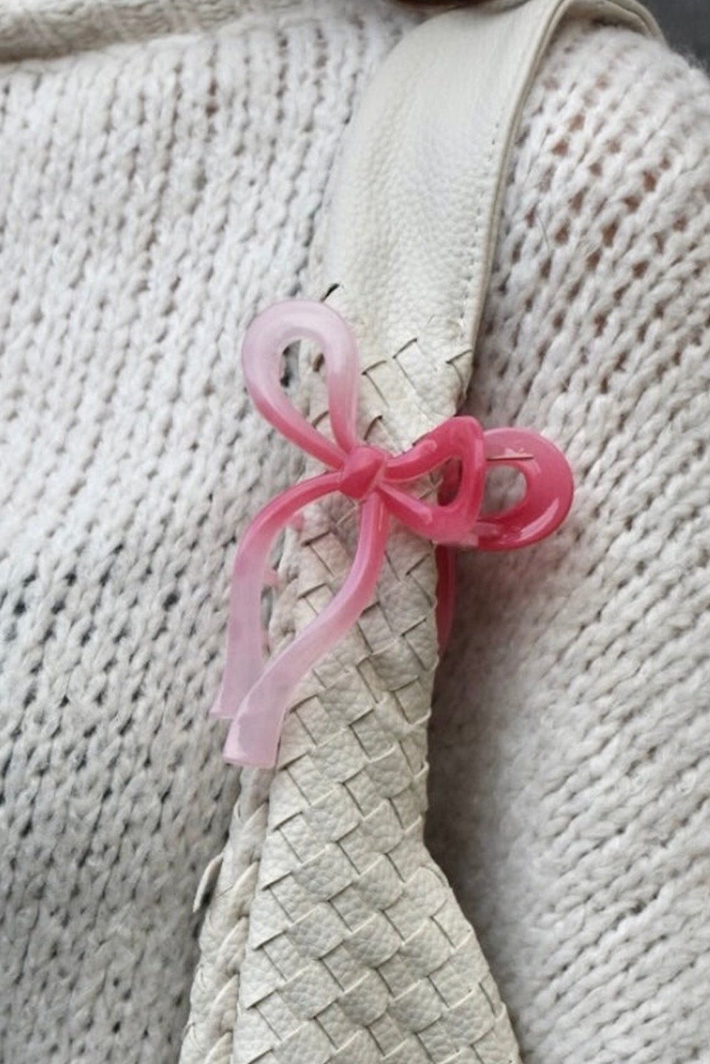 Pink Long Tail Bow Knot Shape Claw Clip