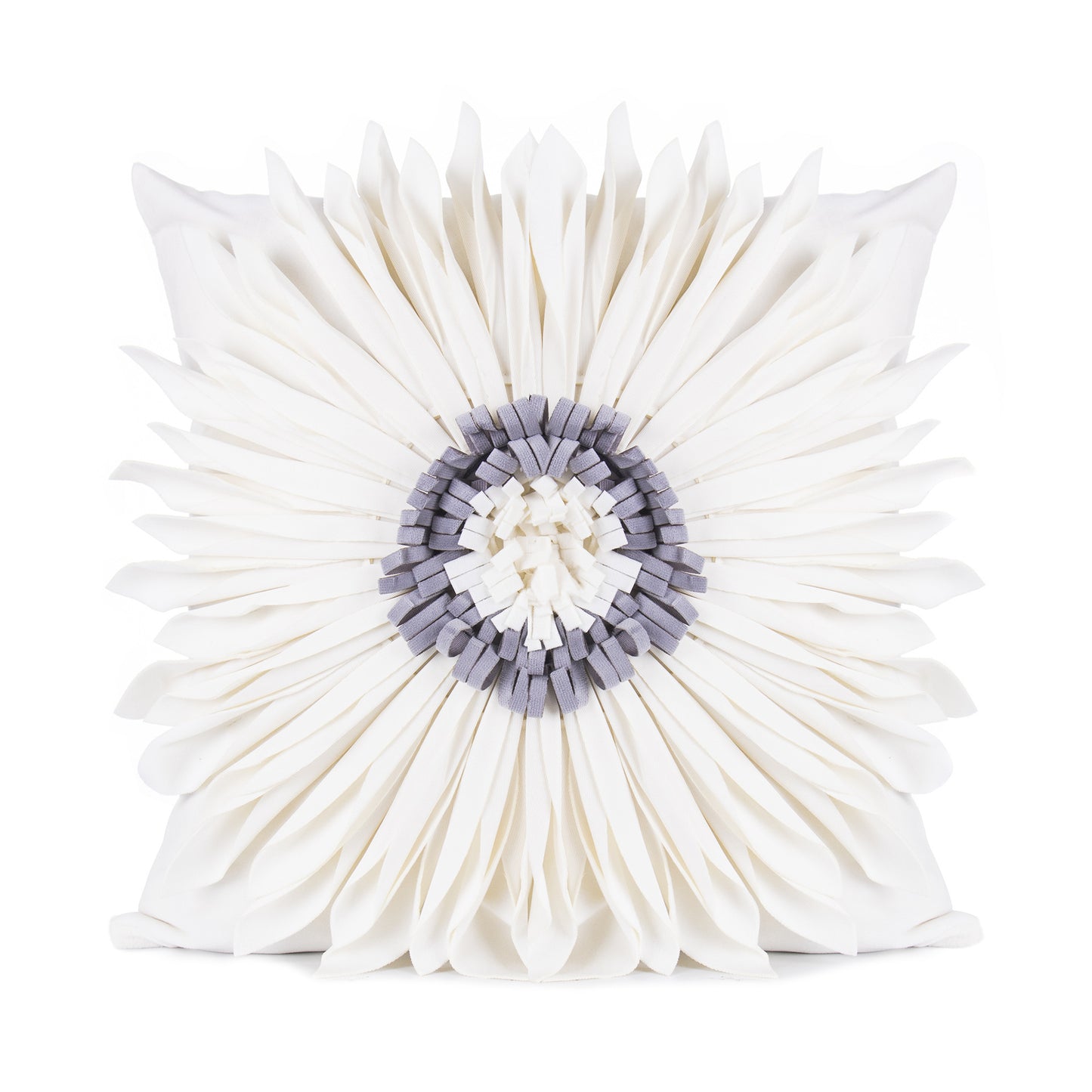 Fashion Modern Style White Throw Pillows Velvet Stitching 3D Chrysanthemum Cushion Waist Pillow Blue Cushion Case White 45x45cm