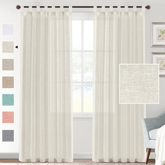 Linen Yarn Curtain Transparent Window Screen – Semi-Sunshade Modern Simplicity Cream White